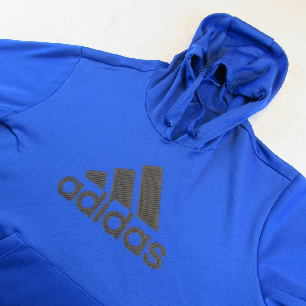 Adidas Hoodie Men's XL Blue Aeroready Pullover Sweatshirt Logo